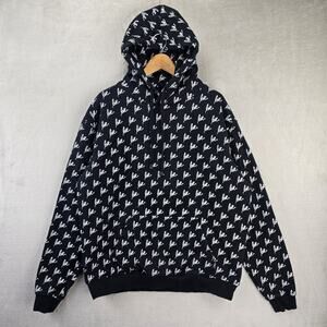 Ruben Rojas Live Through Love Monogram Hoodie Mens XL Black Sweatshirt AOP